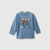 T-shirt with print and applique