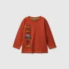 T-shirt with print and applique