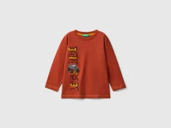 T-shirt with print and applique