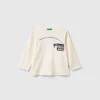 T-shirt with print and applique
