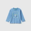 T-shirt with print and applique