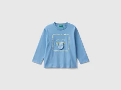 T-shirt with print and applique
