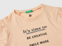 T-shirt with print and applique
