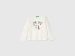 T-shirt with print and tulle applique