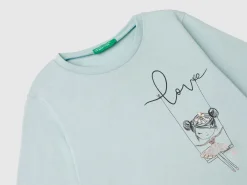 T-shirt with print and tulle applique
