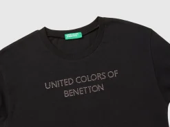 T-shirt with rhinestone logo