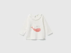 T-shirt with rouched collar