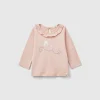 T-shirt with rouched collar