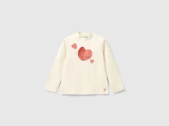 Turtle neck t-shirt with heart patch