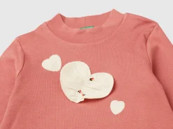 Turtle neck t-shirt with heart patch
