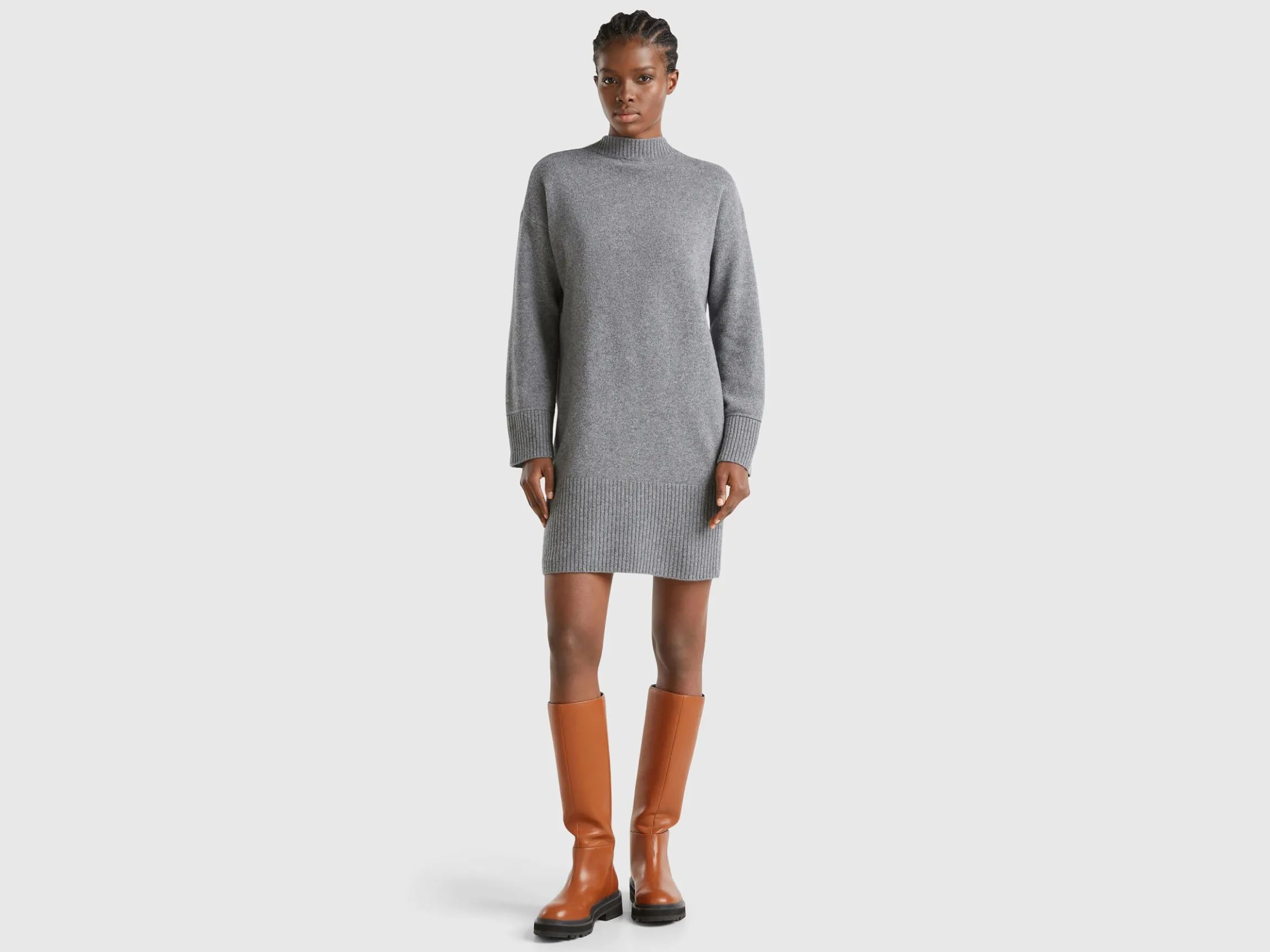 Turtleneck dress in wool blend