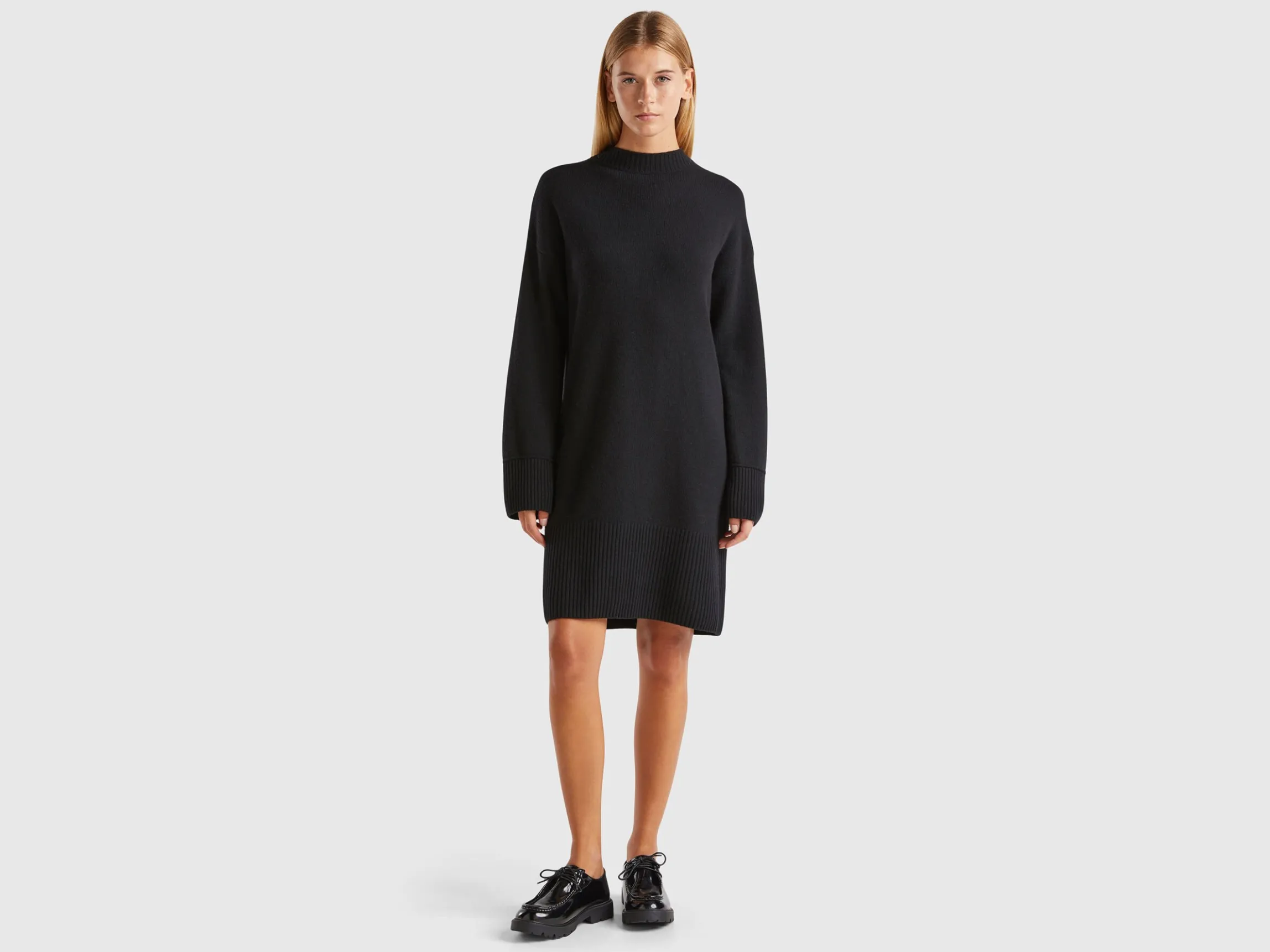 Turtleneck dress in wool blend
