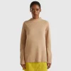 Turtleneck sweater with slits