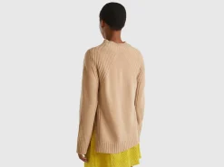 Turtleneck sweater with slits