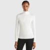 Turtleneck t-shirt in stretch viscose