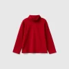 Turtleneck t-shirt in stretch cotton