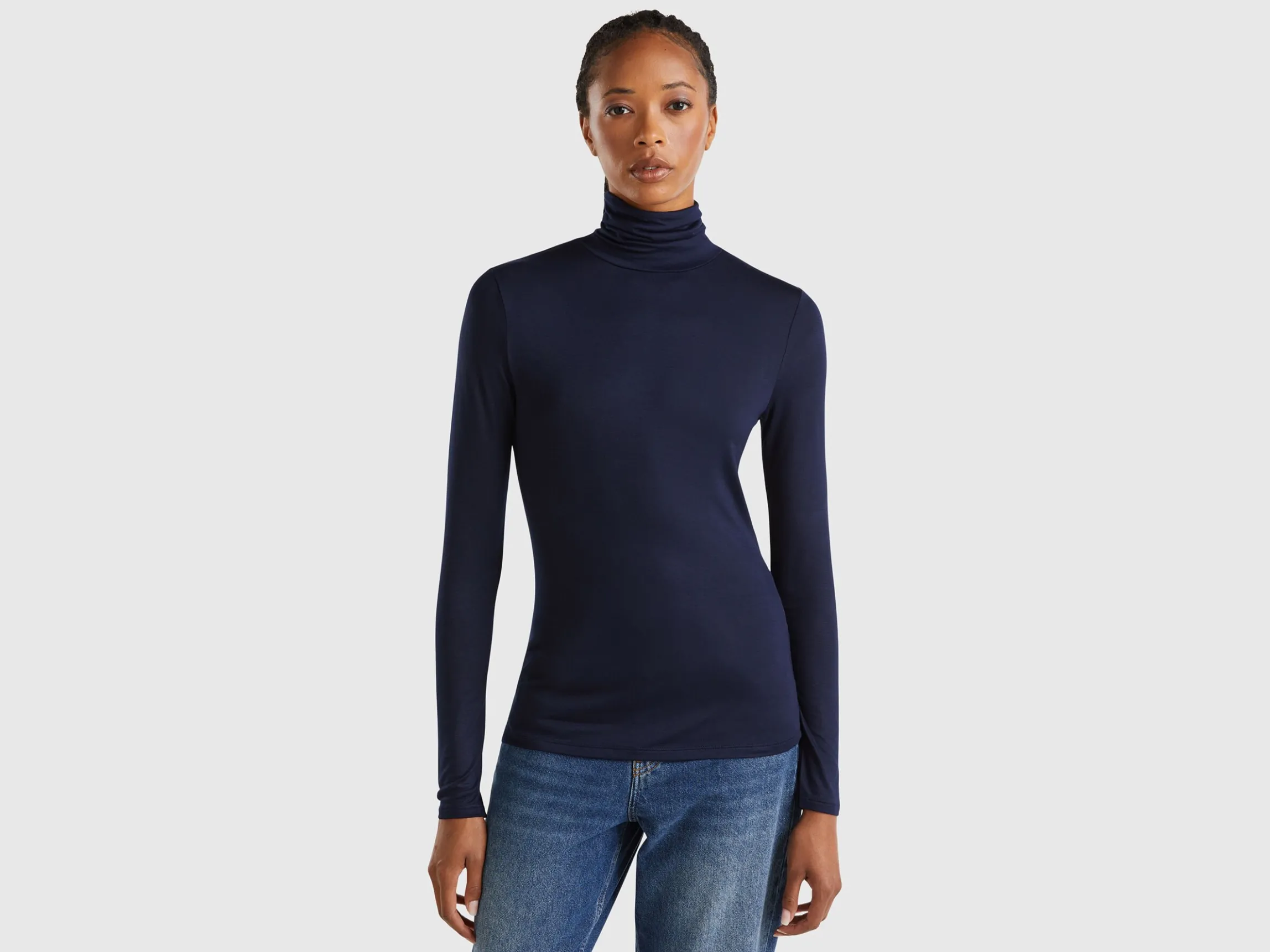 Turtleneck t-shirt in stretch viscose