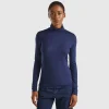 Turtleneck t-shirt in viscose and cashmere blend