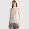 Turtleneck t-shirt in viscose and wool blend