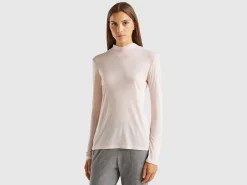 Turtleneck t-shirt in viscose and wool blend