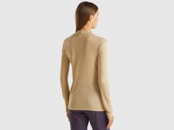 Turtleneck t-shirt in viscose and wool blend
