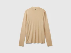 Turtleneck t-shirt in viscose and wool blend