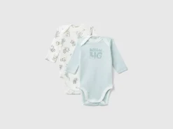 Two long sleeve bodysuits in organic cotton