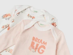 Two long sleeve bodysuits in organic cotton