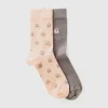 Two pairs of long socks with logos