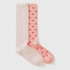 Two pairs of pink heart socks