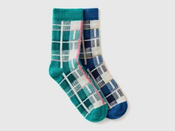 Two pairs of tartan socks