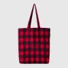 Two-tone check tote bag