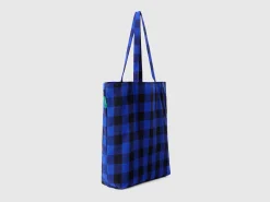 Two-tone check tote bag