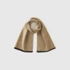 Two-tone scarf with fringe