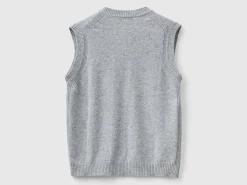 Vest in cashmere and wool blend