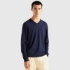 V-neck sweater in lightweight cotton blend