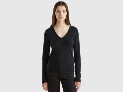 V-neck sweater in pure cotton