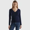 V-neck sweater in pure cotton