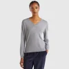 V-neck sweater in pure Merino wool
