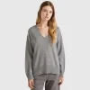 V-neck sweater in wool blend