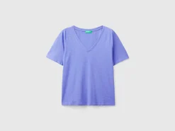 V-neck t-shirt in slub cotton