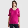 V-neck t-shirt in stretch viscose