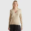 V-neck viscose blend sweater