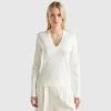 V-neck viscose blend sweater
