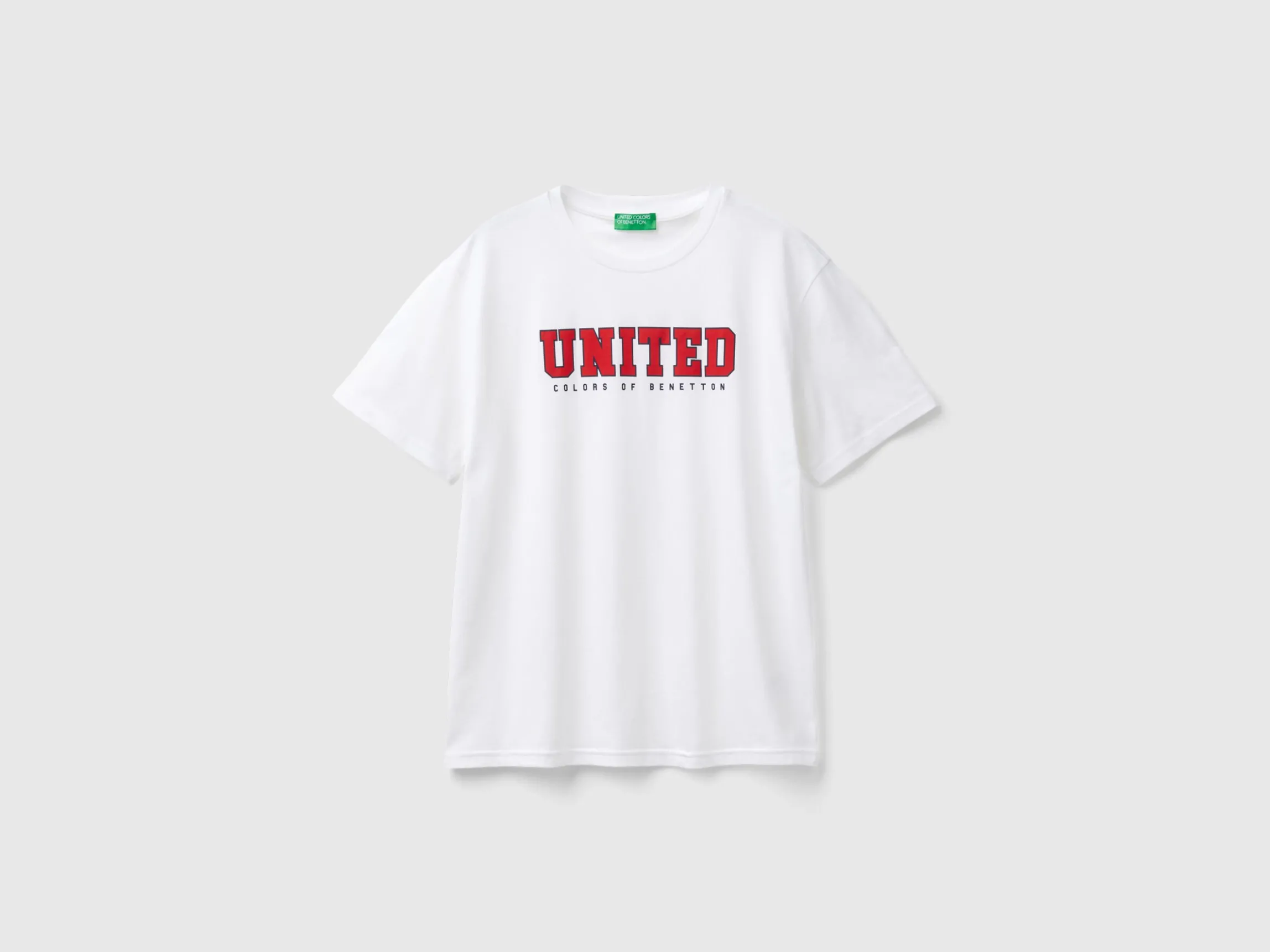 White organic cotton t-shirt with red logo