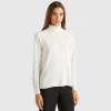 White turtleneck sweater in cashmere and wool blend