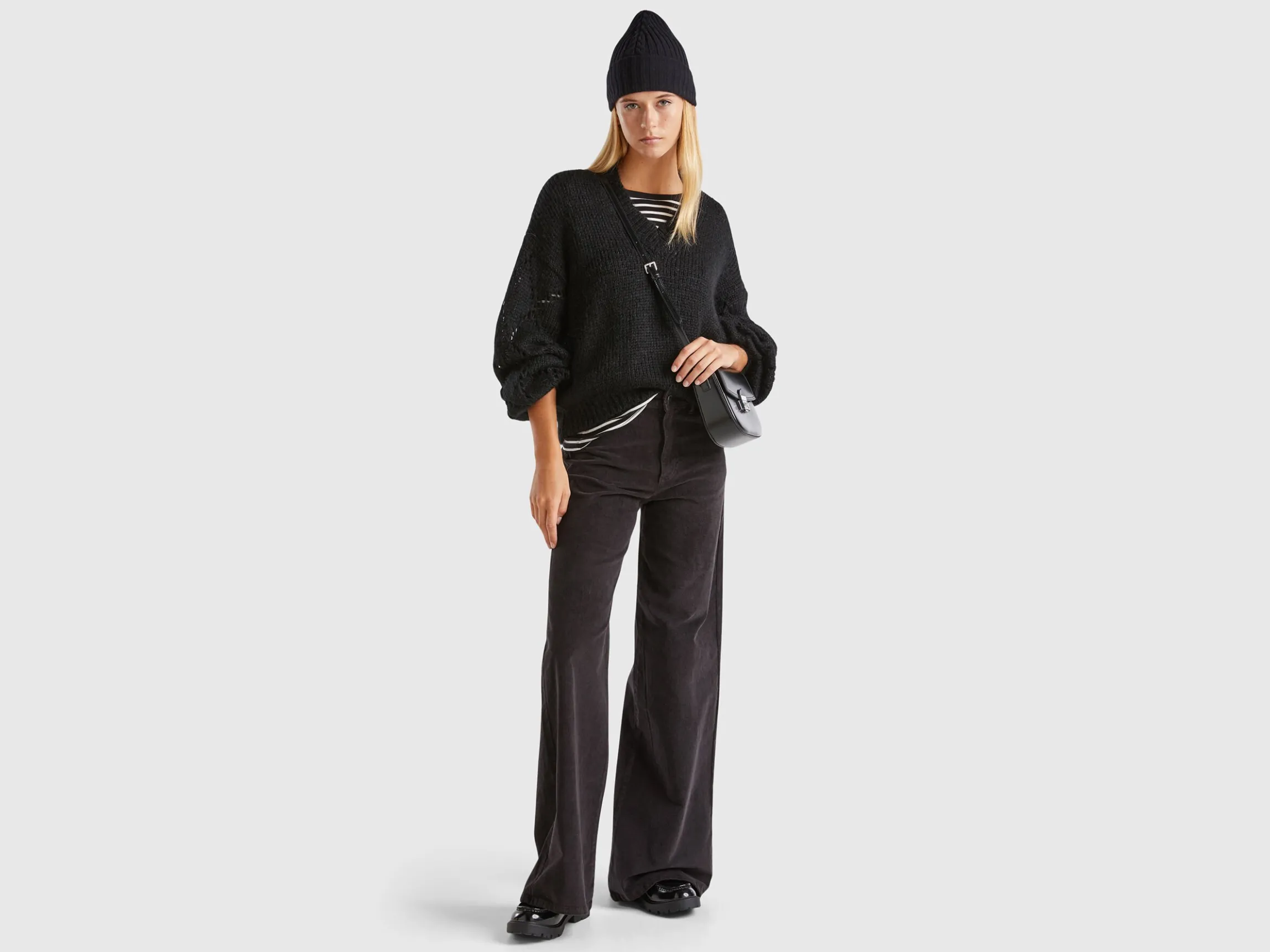 Wide fit velvet trousers