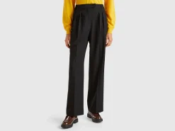 Wide trousers in stretch viscose blend