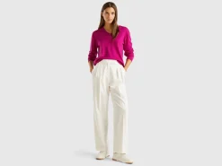 Wide trousers in stretch viscose blend