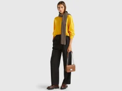 Wide trousers in stretch viscose blend